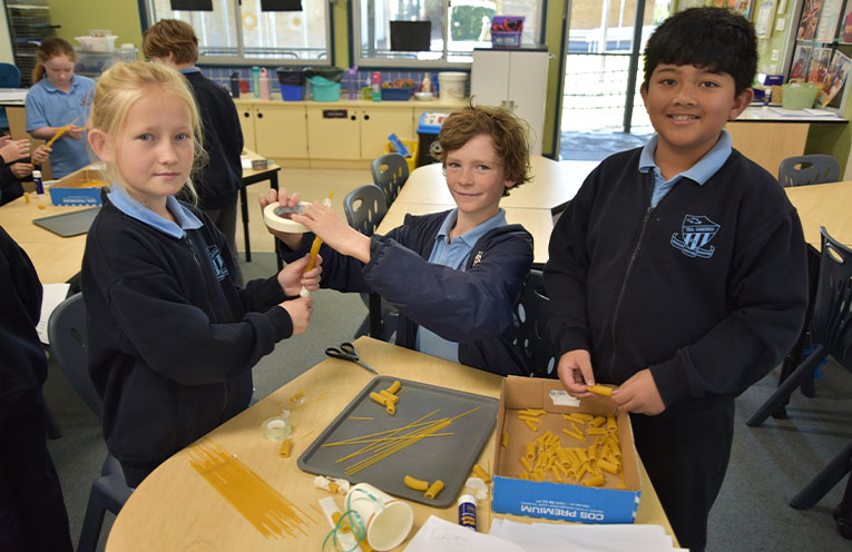 Designing a bridge: Kaspah, Flynn and Muhammad.