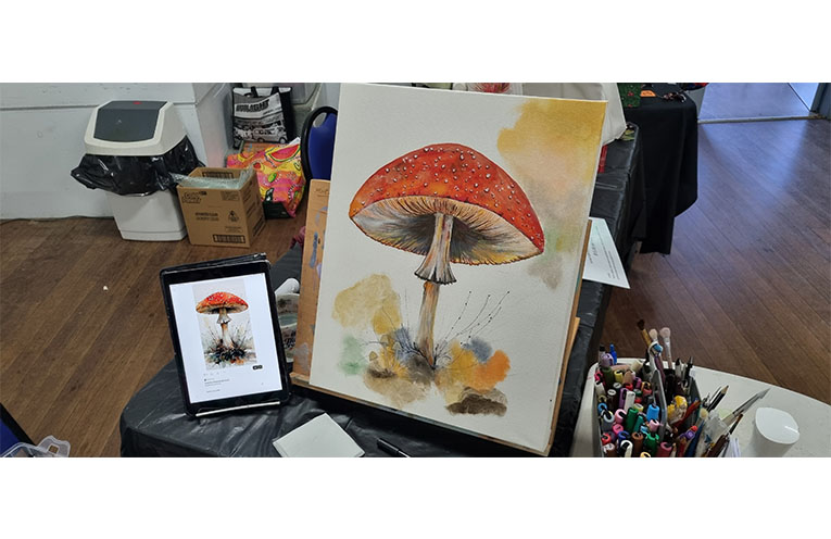 The end result of Jan Nesbitt’s live demonstration work. Photo: Thomas O’Keefe