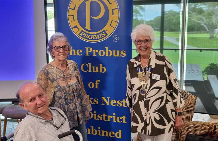 Holberts tell Probus of their village in Cambodia