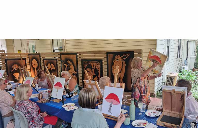 Jan points out some details to focus on her model image. Photo: Thomas O’Keefe.