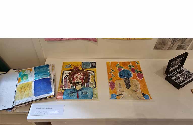 Some of Lilli Clulow’s work on display in the gallery. Photo: Thomas O’Keefe.