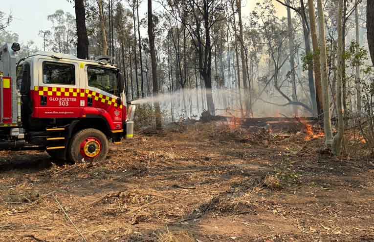 Gloucester Fire and Rescue attacking the flames. Photo: supplied.