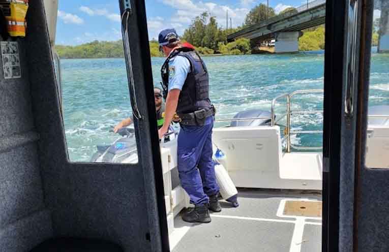 NSW Water Police near the Singing Bridge, Hawks Nest.
Photos: PSH District Police