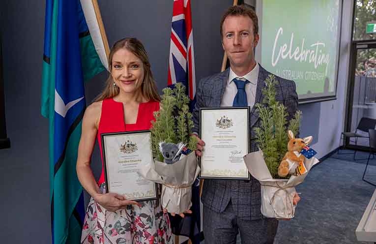Gillian and William Maher receive their certificate. Photo: supplied.