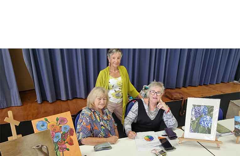 Jan, Sue and Rozz with the ever-popular Art Group.