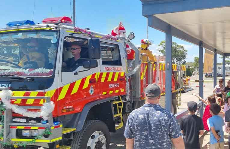 Firies and fireworks spread holiday joy