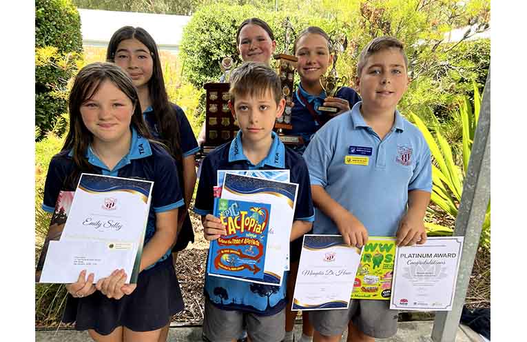 Year 6 Major Award Winners Emily, Logan, Memphis, Christine, Grace and Lacey. Photo: TGPS.