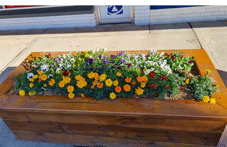 Planter boxes along the Hawks Nest shops are also tended by the Tuesday Hall Gardeners volunteer group. Photo: Thomas O’Keefe.