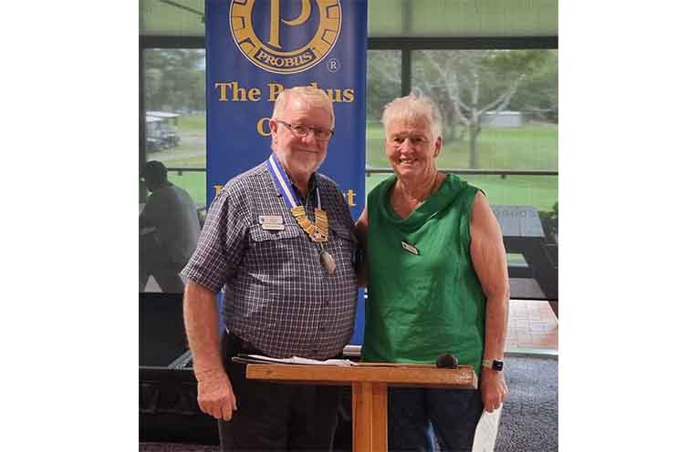 President John Lamb with new Probus member Judy Binnie. Photo: Thomas O’Keefe.