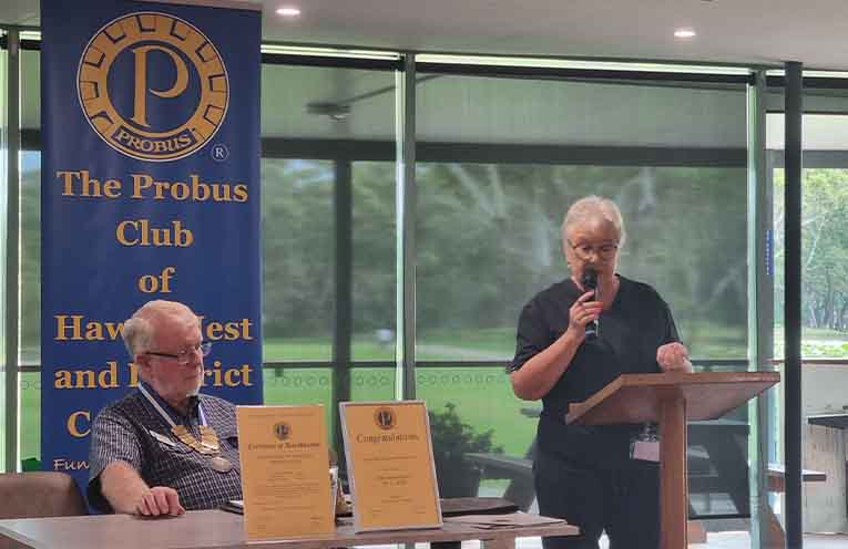 Jo Sheehan, from Home Caring Myall Coast, spoke to the members in April. Photo: Thomas O’Keefe.