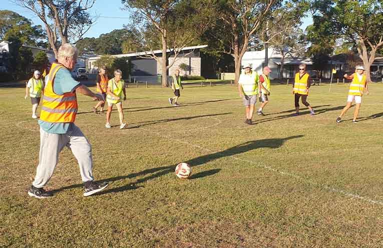 Stephen lining up a pass to Lorraine.