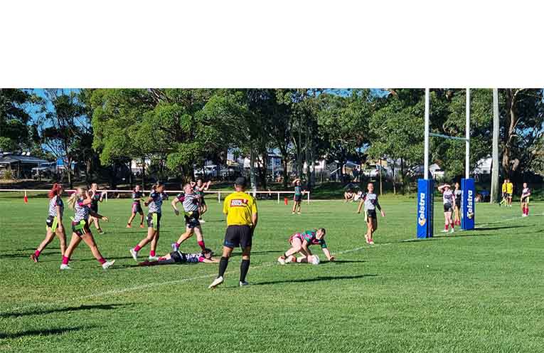 Evie got through for the team’s fourth try. Photo: Thomas O’Keefe.