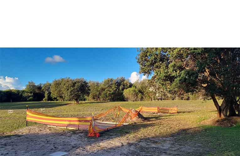 The large, grassy area between Reflections and Hawks Nest beach is starting to take shape. Photo: Thomas O’Keefe.