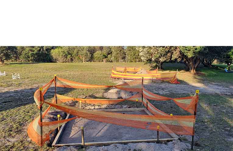 Concrete pads ready to be poured before the May rains hit. Photo: Thomas O’Keefe.