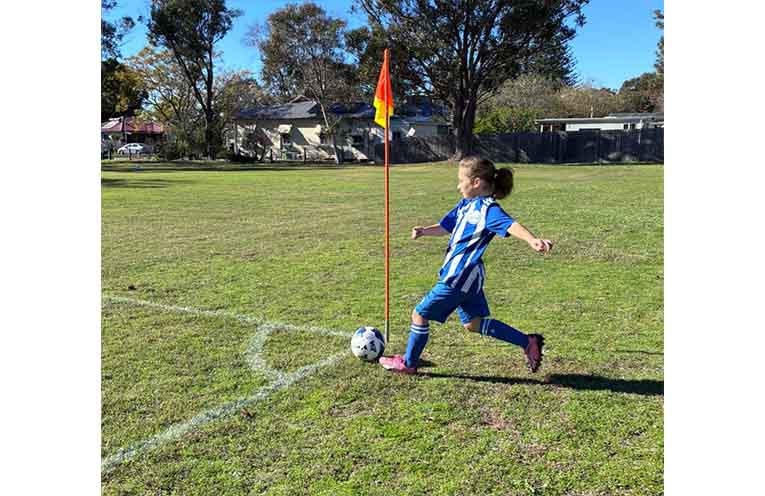 Bulahdelah Bullets take a corner kick.