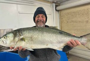 Commercial fisherman Greg Tarrant with monster tailor caught