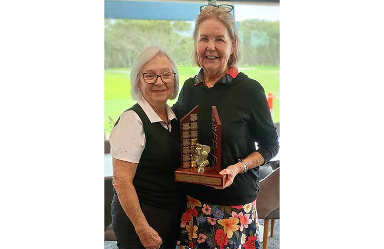 Trophy donor Di Davis, with 2026 winner Sue Campton.