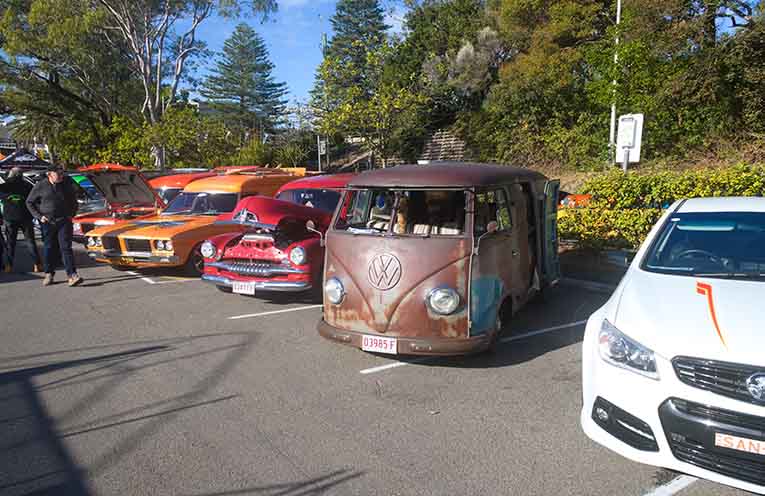 Vehicles of all kinds, both historical and modern, were exhibited in the streets of Nelson Bay. Photo: Nico Lombardo.