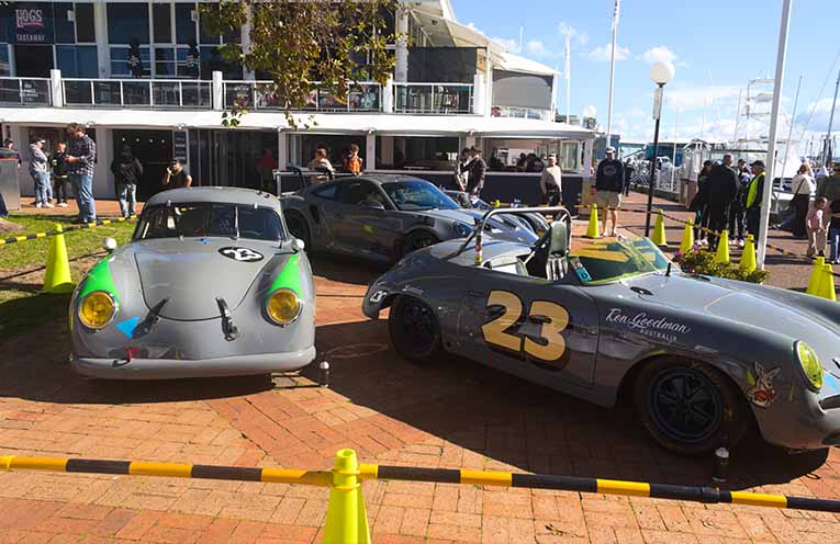 Ron Goodman’s impressive Porsche collection. Photo: Nico Lombardo