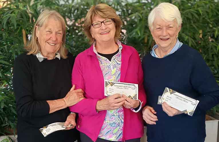 Tuesday Medal Winners Sue Fordy, Denise Sainty and Fran Henderson.