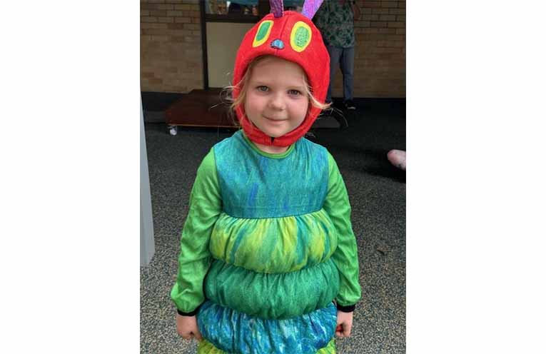 Aleirah dressed as a caterpillar for the Book Week celebrations. Photo: Althea Guinsberg.