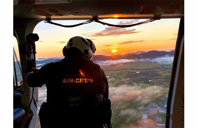 Helicopter approaching Gloucester. Photo: Supplied.