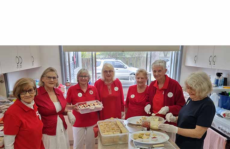 Members and proud bakers of the Tea Gardens Red Cross powered the morning tea on both days. Photo: Thomas O’Keefe.