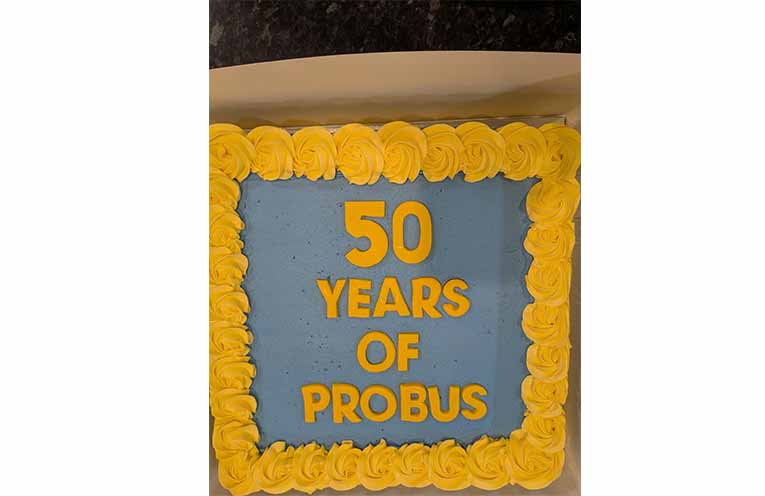 The Probus anniversary cake, expertly made by Mema’s Bakery, Tea Gardens. Photo: Thomas O’Keefe.