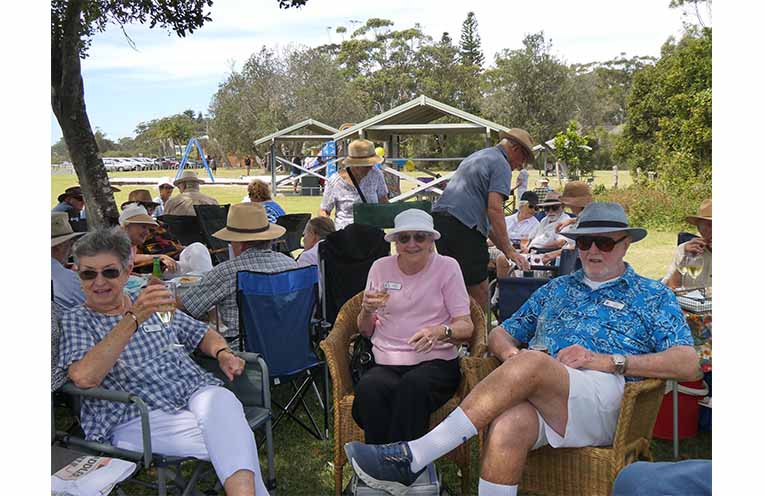 Dozens of Probus members took advantage of the weather to enjoy the anniversary barbecue at Winda Woppa. Photo: Hugh Ross.