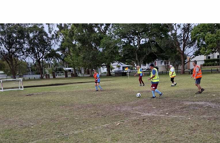 David about to take a shot at goal.
